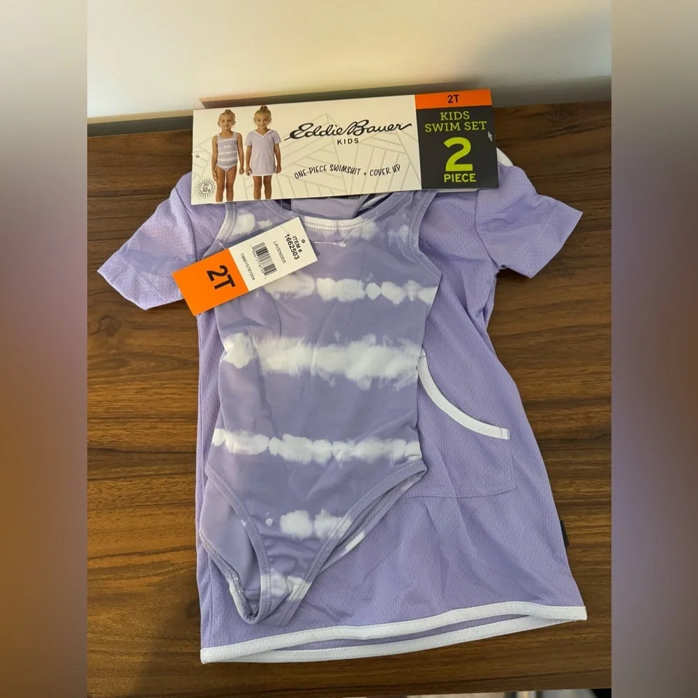 Eddie Bauer Kids Lavender Tie-Dye One-Piece Swimsuit & Cover-Up Set - 2T